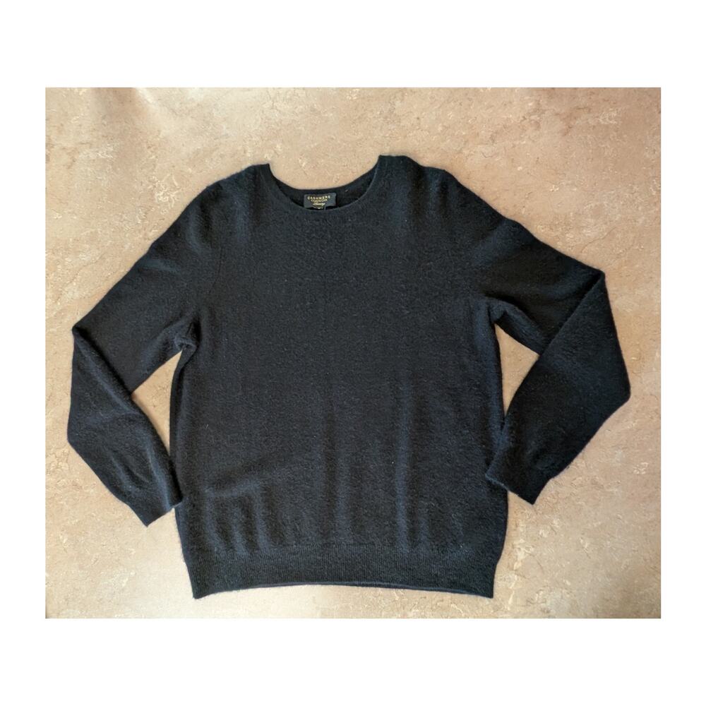 Charter Club Luxury 100% Cashmere Black Crewneck Sweater Women’s L Casual Career - Picture 5 of 7